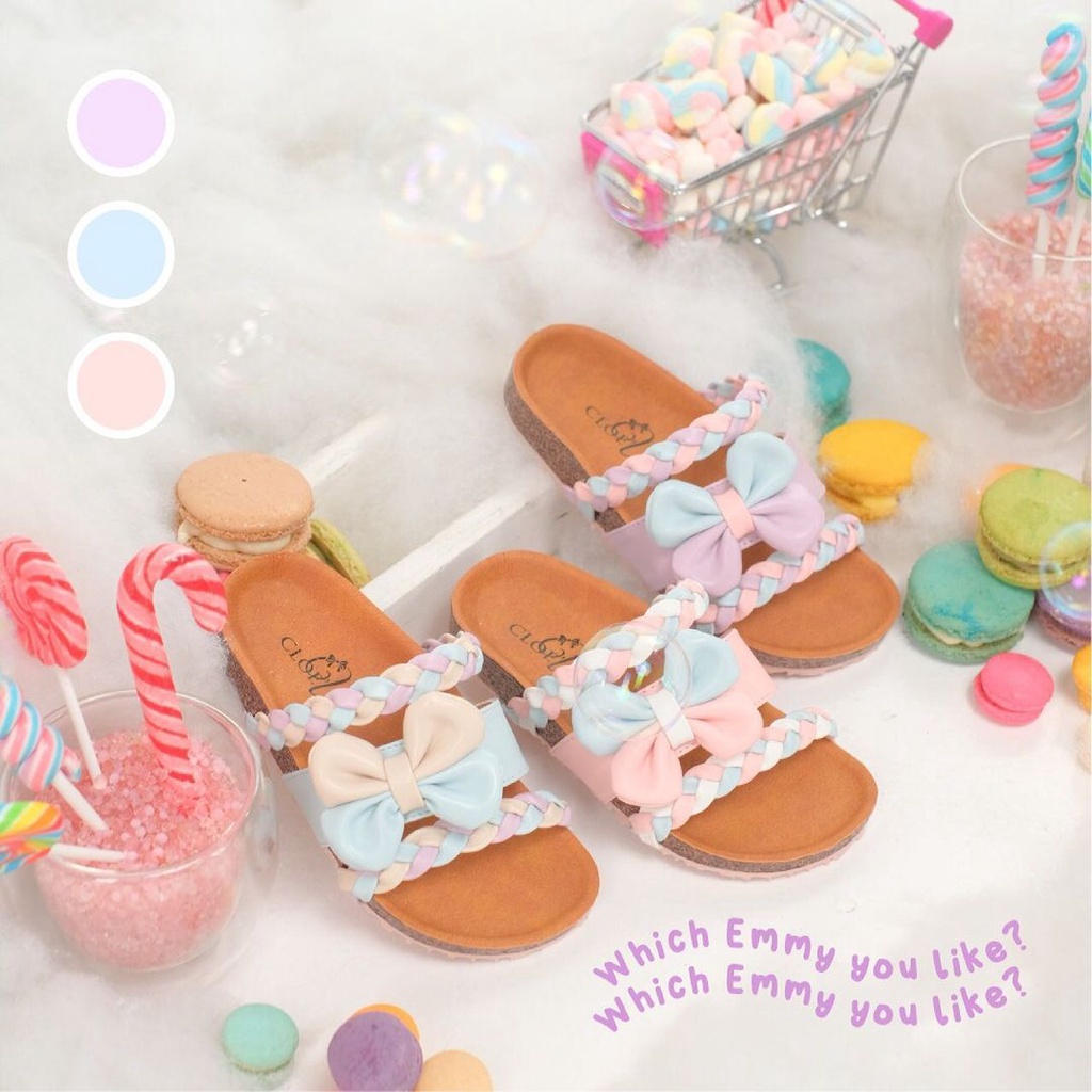 CLOEVKIDS - PRE ORDER Emmy Size 22-35 Sandal Kepang Pita Anak Perempuan Slip On Flat Lucu Korean Style