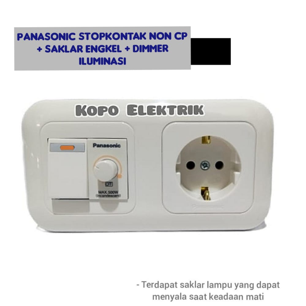 Panasonic Stopkontak Non Cp + Saklar Engkel + Dimmer Iluminasi Tanam Wide