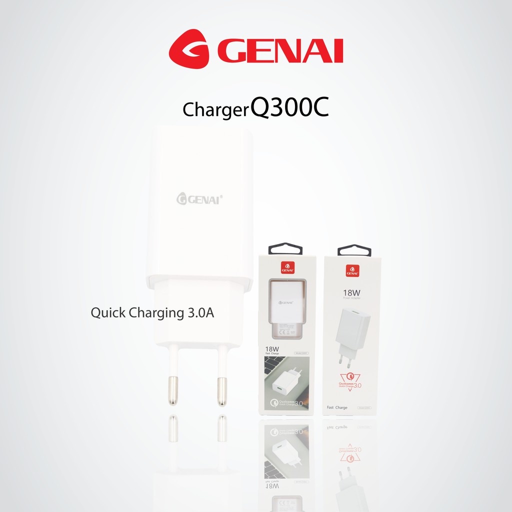 Travel Charger Genai QualLcom 3.0 18watt fast charging - CHARGER GENAI Q300C
