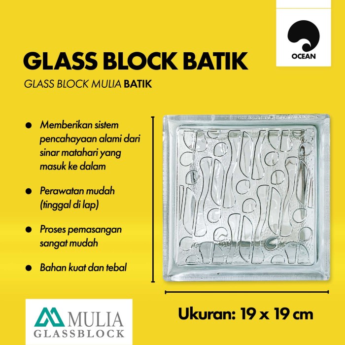 GLASS BLOCK DINDING MULIA / GLASS BLOK KACA RUMAH | BATIK - 1 dus (6buah)