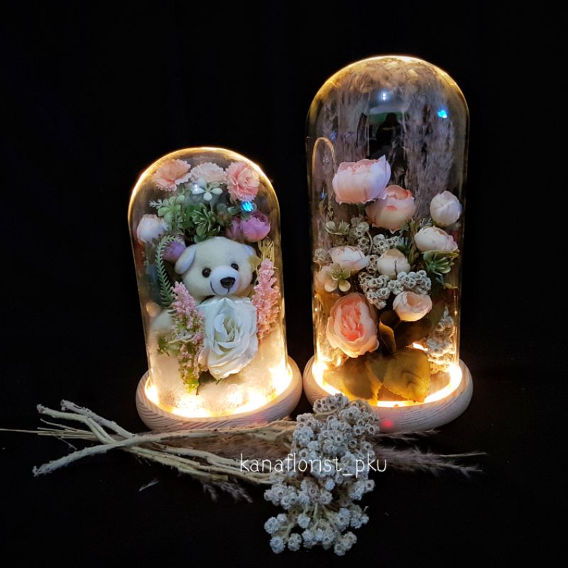 flower dome glass with LED | Dome Glass murah