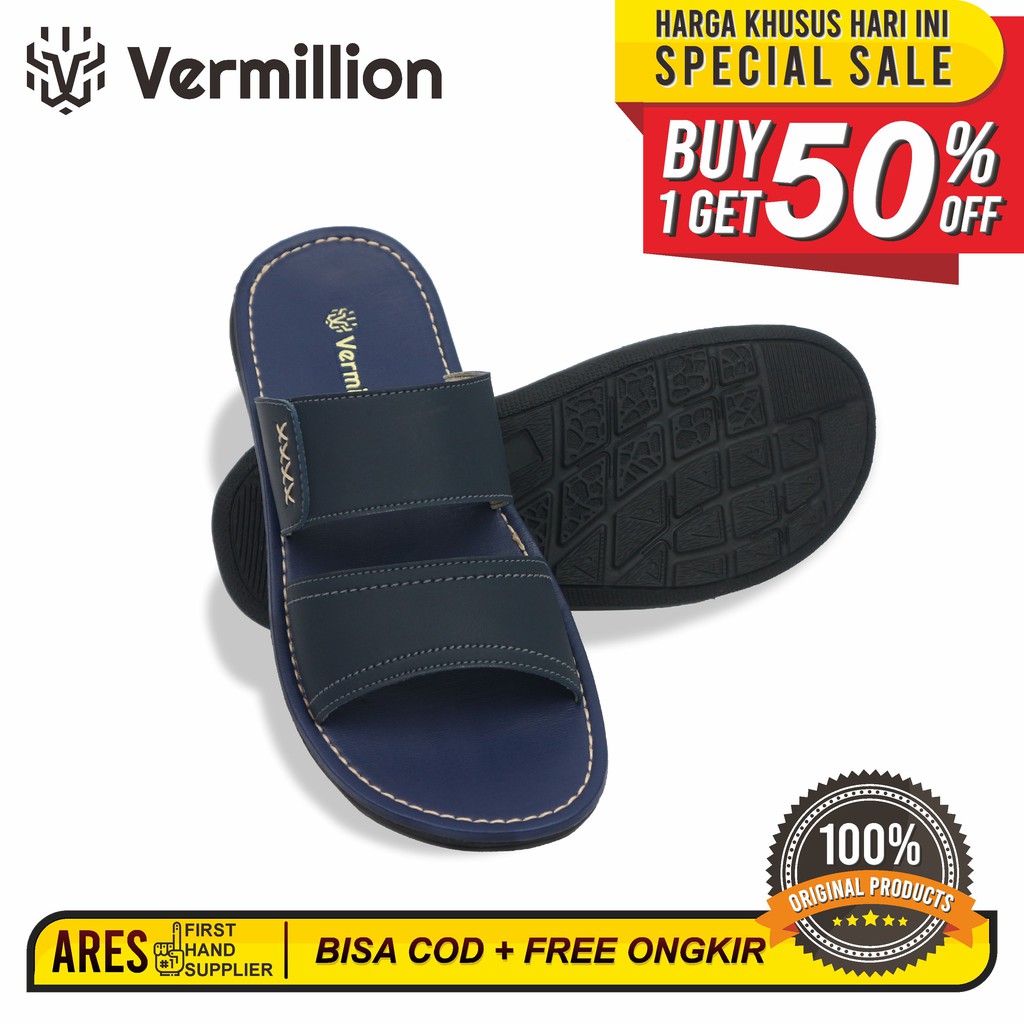 Sandal Pria / Sendal Slip Pria / Sandal Pria Kulit PU / Sandal Pria Dewasa / Sendal Slop Pria - ARES