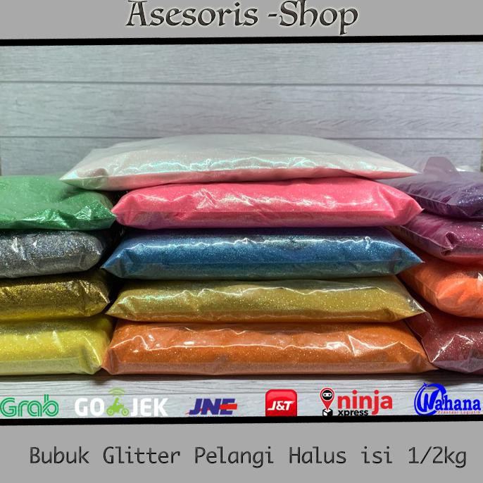 

Stok Baru! Bubuk Glitter Pelangi 1/2 Kg - Mix Terpercaya