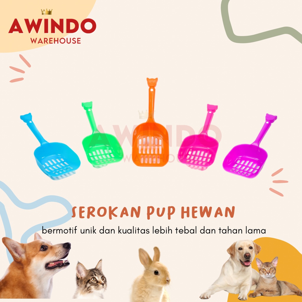 SEROKAN PASIR KUCING MOTIF 1 - Sekop Skop Pasir Kotoran Kucing Anjing Kelinci Cat Litter Scoop