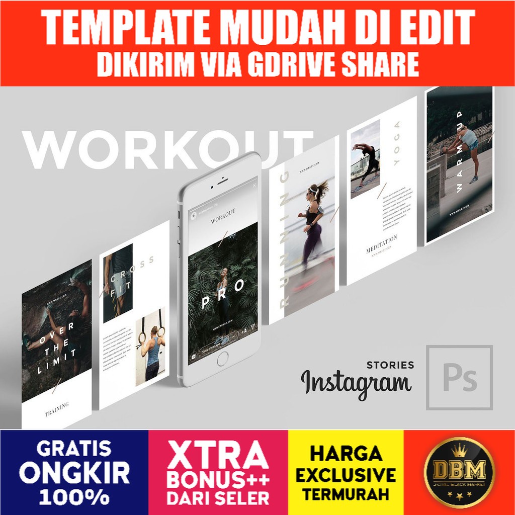 Workout PSD Instagram Stories - Adobe Photoshop &amp; Illustrator