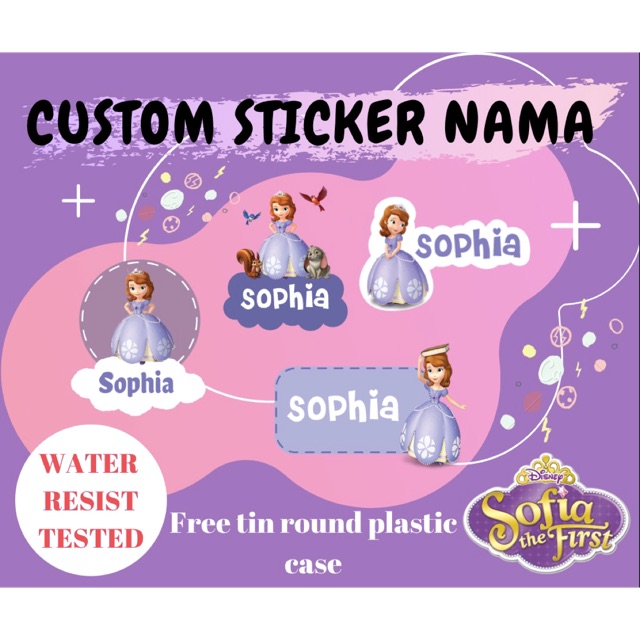 

CUSTOM STIKER NAMA ANTI AIR Variasi Sophia - Stiker Vinyl - Label Nama - Stiker Nama Anak