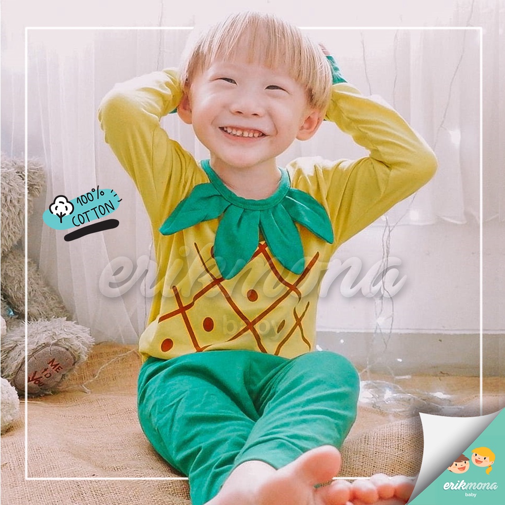 baju piyama anak baju anak cowo cewe piyama bayi model nanas 2y 3y 4y