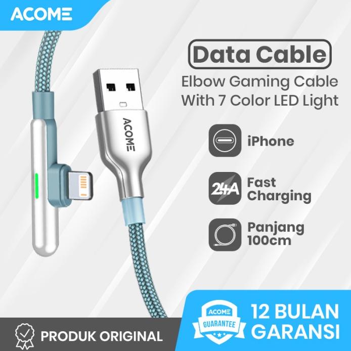 acome gaming cable data iphone fast charging kabel data lightning 2.4a eth02