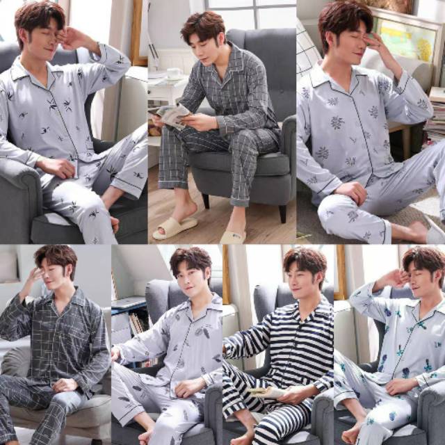 Piyama baju  tidur pria  import krah Shopee  Indonesia