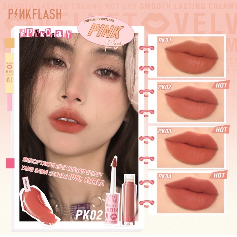 PINKFLASH Silky Velvet Lip Cream China / Lasting Matte Lipcream Glossy Lipgloss Lipstick Cheek Duo Tint Watery Glam Eyeliner Brush Mascara Eyebrow Pencil Blush On Contour Foundation Concealer Loose Pressed Powder Highlighter Blender Palette Puff Indonesia