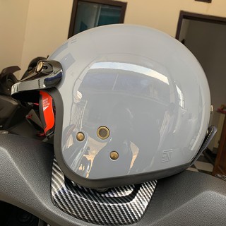Helm NJS NX-2 NX2 Original Dewasa Premium Retro Inner Visor Paket Kaca Datar Atau Cembung-Stone Grey Glossy