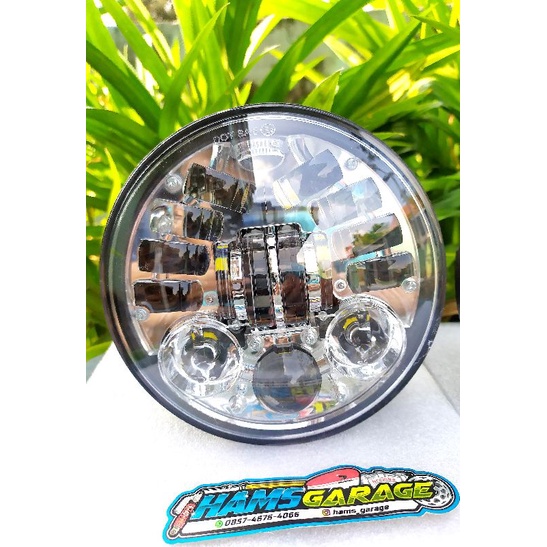 LAMPU DEPAN DAYMAKER 5.75 INCH 16 LED CHROME DUS HITAM LAWAS BAGUS ORIGINAL DAYMEKER ORI TERBAIK LAW