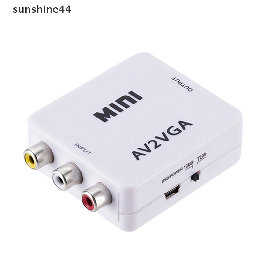 Sunshine Kotak Switch Konverter AV RCA Ke VGA HD 1080P Untuk TV