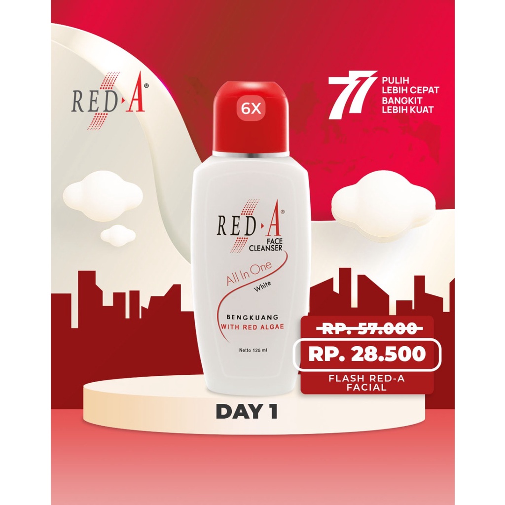 Paket 6 Red-A All in One Face Cleanser Whitening Bengkuang