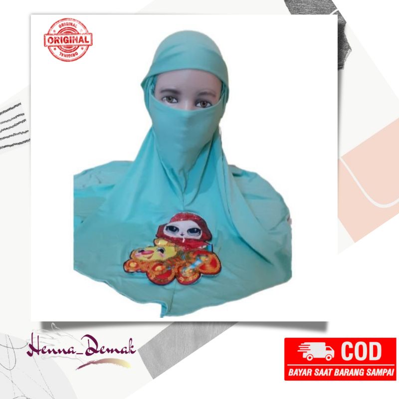 MURAH HIJAB NIQOB ANAK LED NYALA KARAKTER JILBAB KERUDUNG COVID ECER