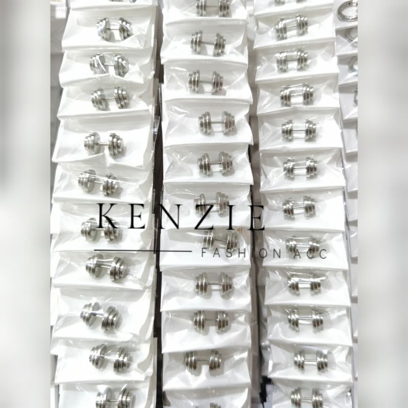 Anting Barbel Titanium Anti Karat isi 12 pcs Harga Grosir