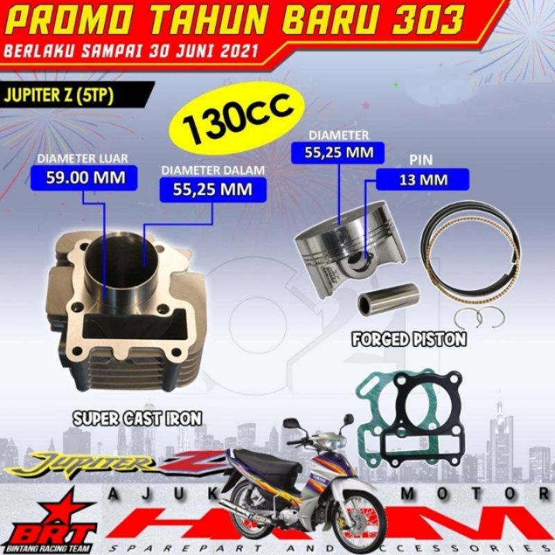 Paket bore up jupiter z 5tp vega r brt 130cc