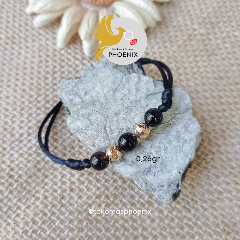 gelang tali kombinasi emas asli