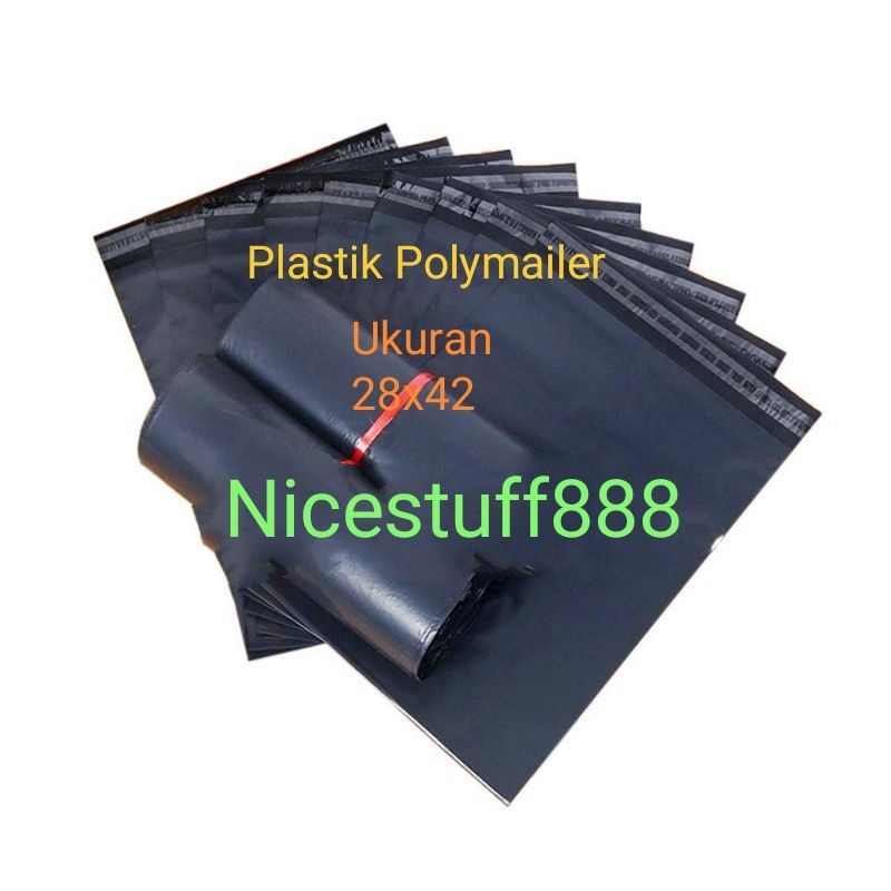 

PLASTIK POLYMAILER Ukuran 28x42cm Packing Warna Hitam Harga per ikat Murah Nc88