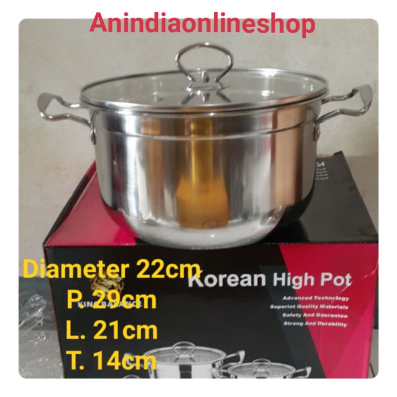 Panci sayur korean High pot 22cm/panci serbaguna stainless steel