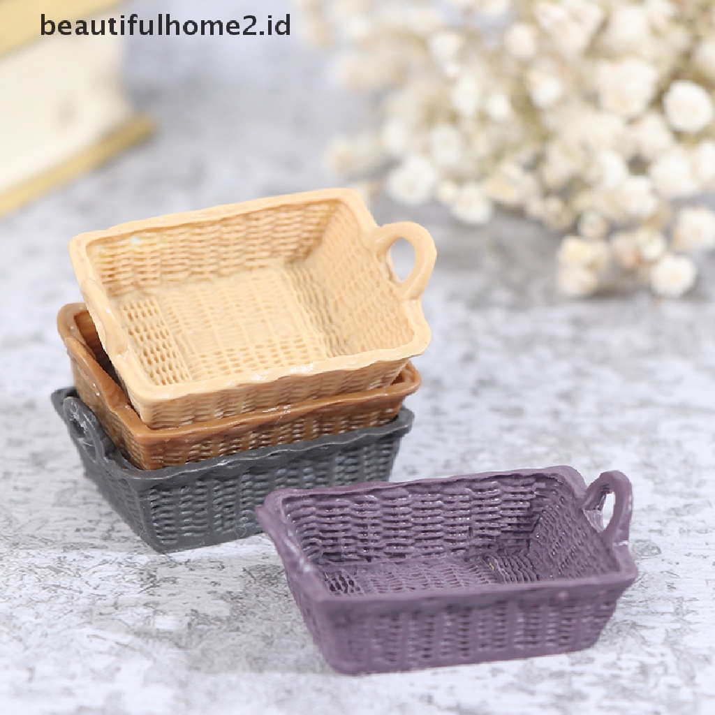 [beautifulhome2.id] 1/12 Dollhouse Miniature Mini Resin Storage Basket Model Accessories Toys ID