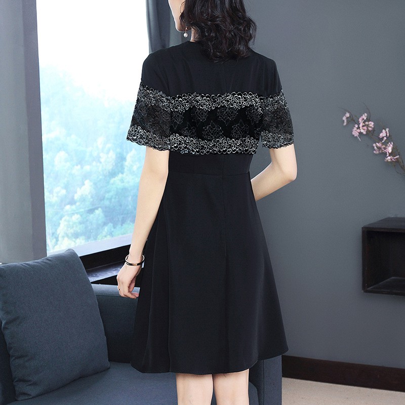 Dress Hepburn Temperament Warna Hitam Gaya Korea untuk Wanita