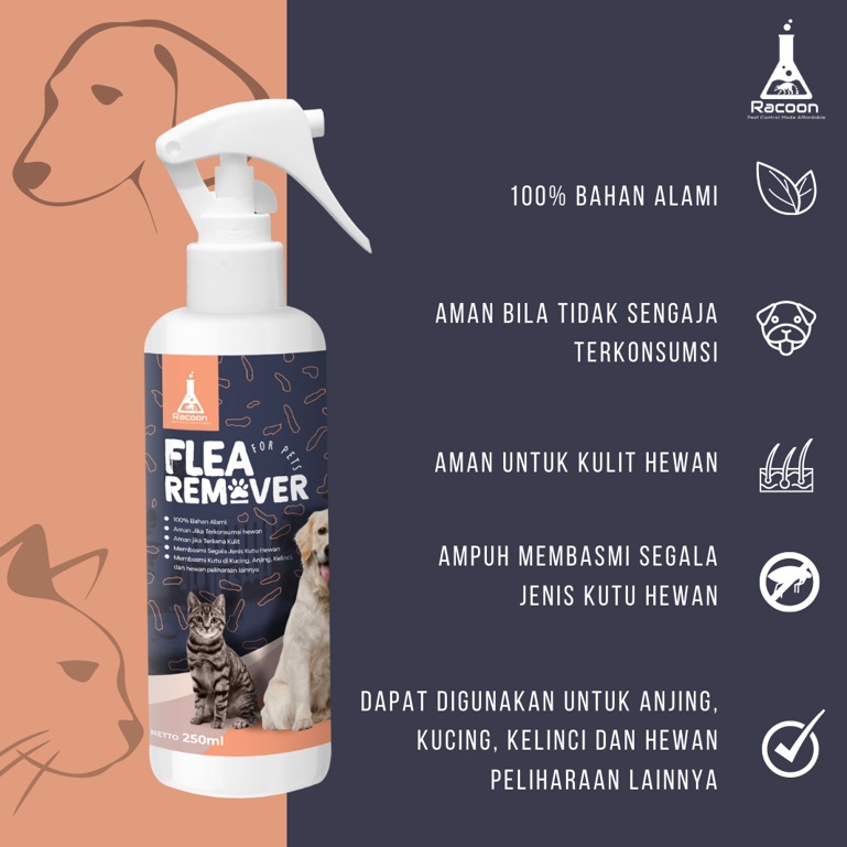 RACOON Obat Kutu Hewan Anjing &amp; Kucing Bahan Alami / Flea Remover