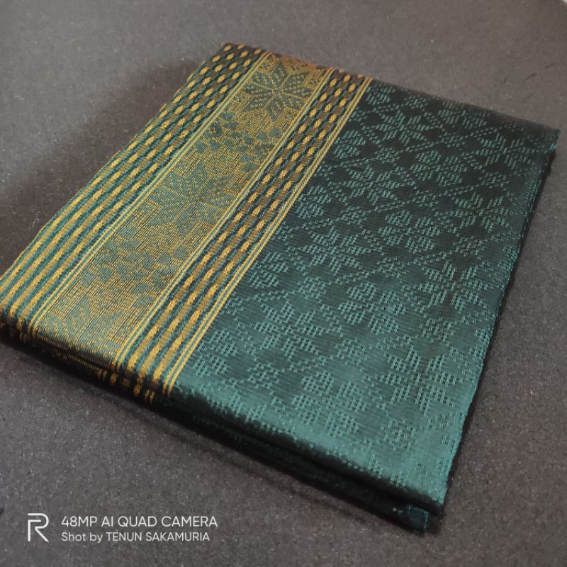 Kain Songket Baron Hijau tua Tenun Songket Hijau Botol