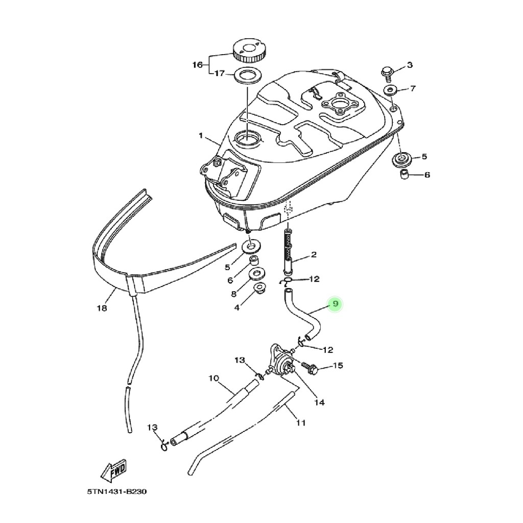 PIPE FUEL 1 PIPA SELANG BENSIN PENDEK JUPITER Z 110 LAMA BURHAN ORIGINAL YGP 5TF-F4311-00