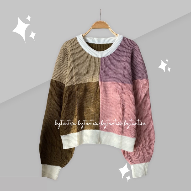 SWEATER RAJUT FOURTY COMBINE 4 WARNA | BLOUSE RAJUT TEBAL HANGAT GRADASI-Bronze Fourty