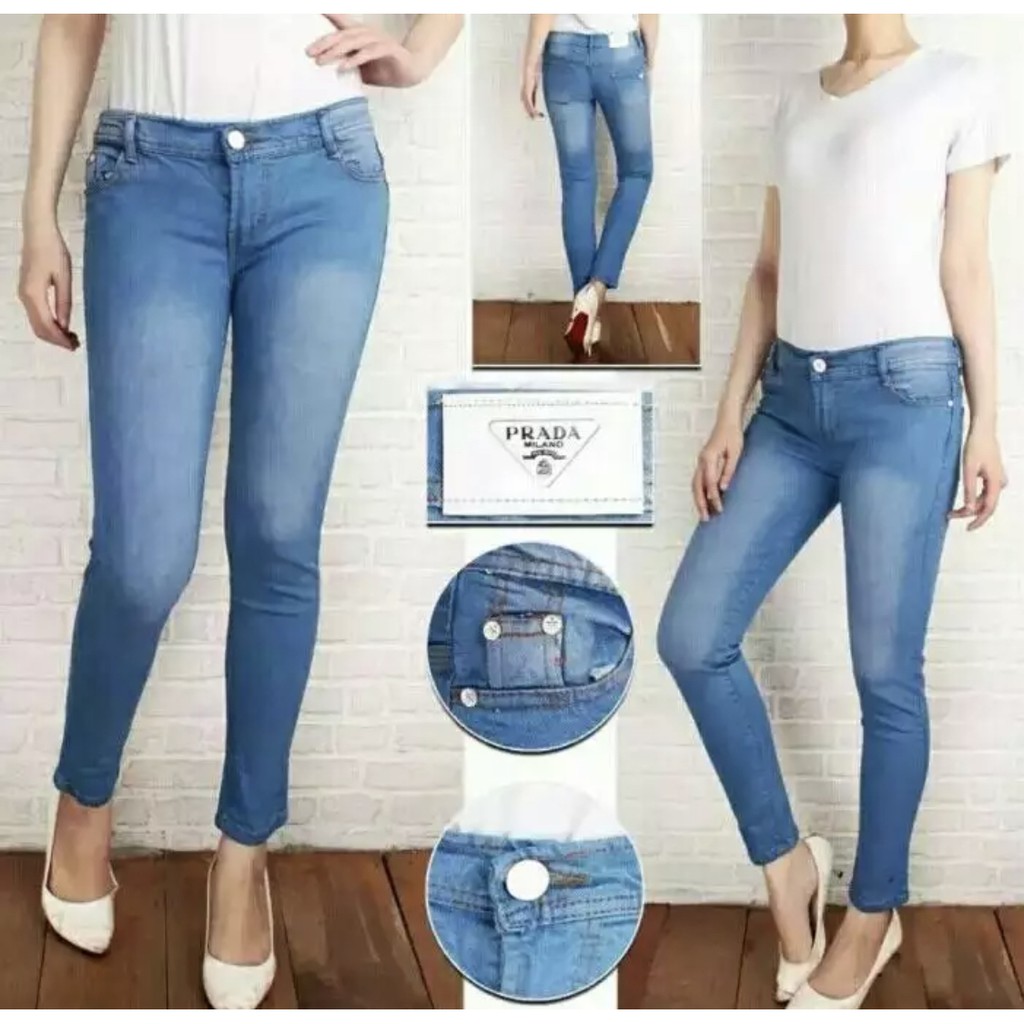 Celana jeans wanita panjang skinny /jeans Prada pensil