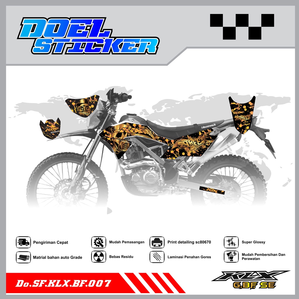 Sticker Striping Honda KLX 150 G , BF , SE Lama List Variasi Hologram , Crome Doel 007