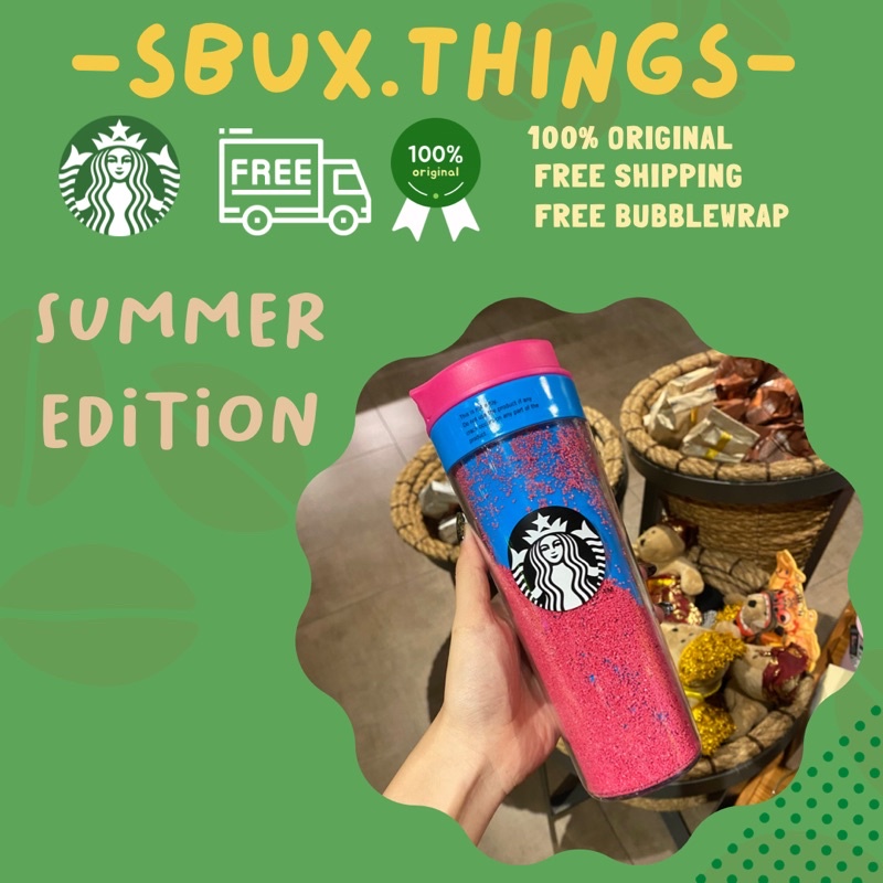 Tumbler starbucks summer 2022 plastic pink sand 16oz
