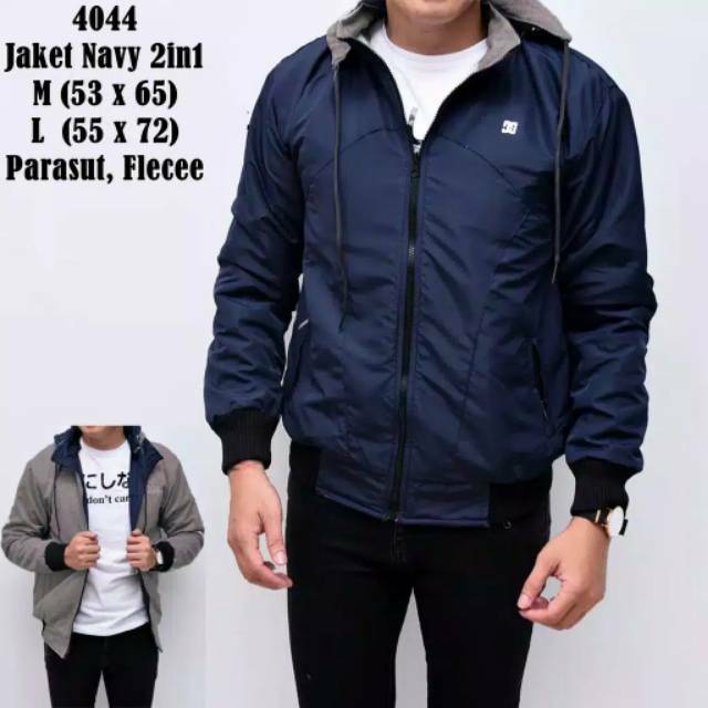 Jaket Parasut Bulak Balik Anti Virus Corona  Dua Warna Hoodie Polos Bisa Dilepas