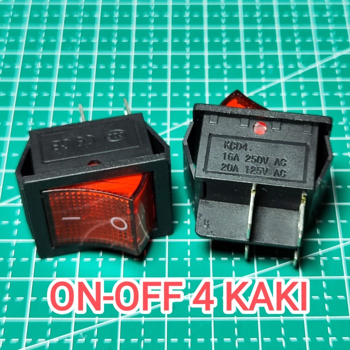 Rocker Switch-Saklar Switch Kotak Besar On-Off 4 Pin with Lampu