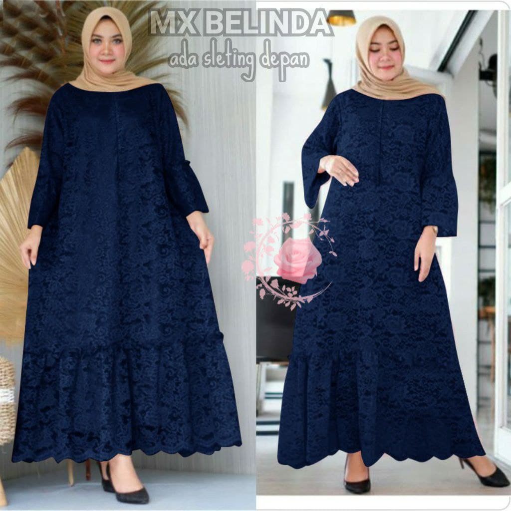 indobest MX BELINDA JUMBO 5XL 4XL/3XL/2XL/XL/ BUSUI / BRUKAT GAMIS DRESS WANITA / BAJU PESTA LENGAN PJG