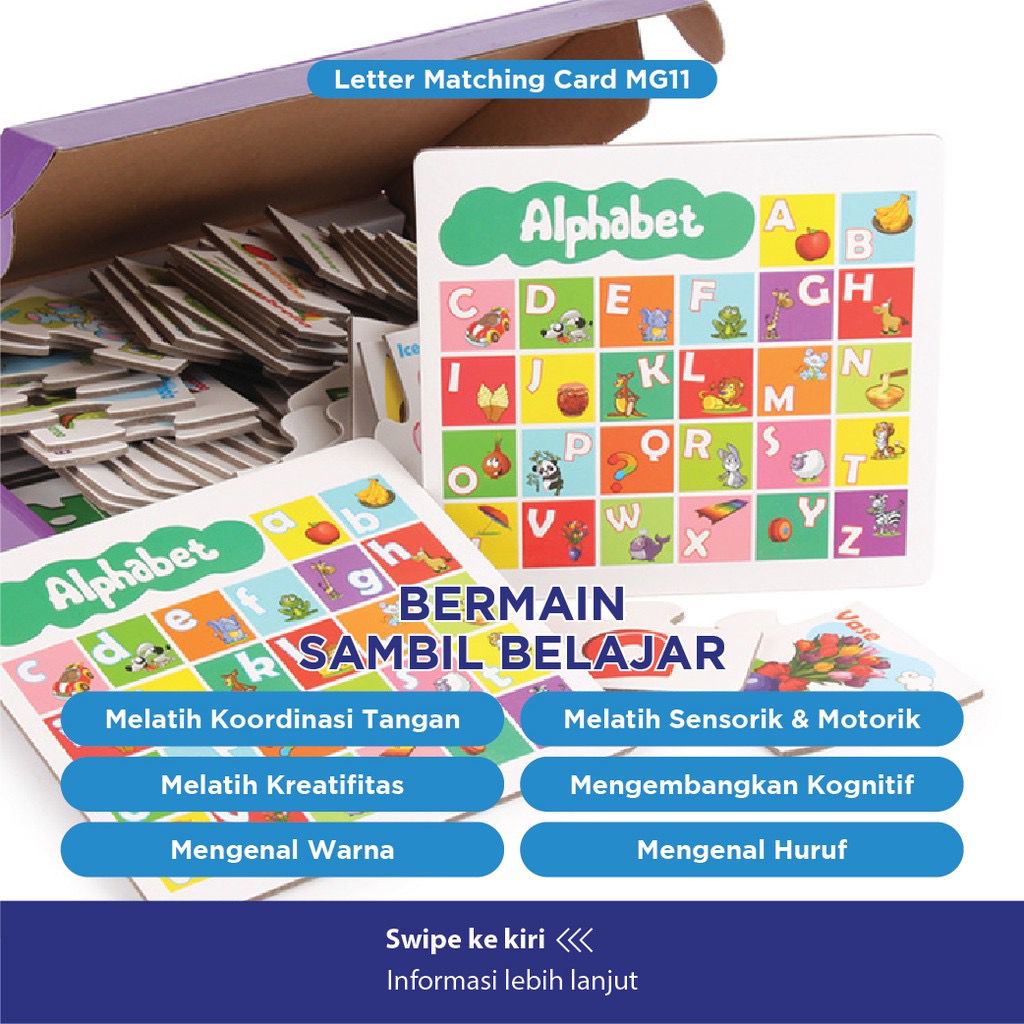 Mainan Edukasi Anak LETTER MATCHING CARD Matching Puzzle Kayu Belajar