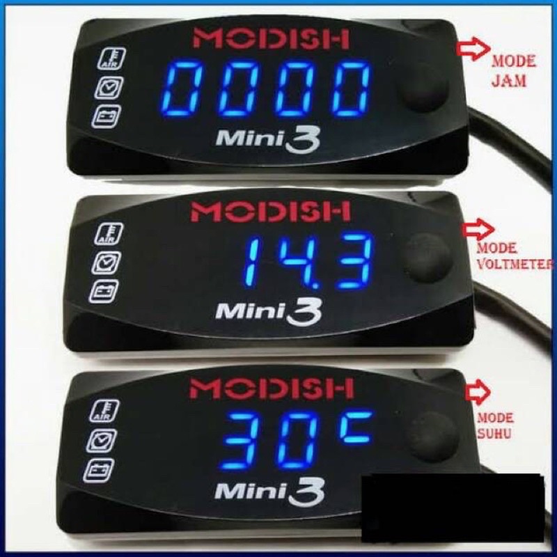 VOLTMETER AKI 3in1 JAM SUHU VOLT METER AKI MOTOR UNIVERSAL HONDA YAMAHA SUZUKI NMAX PCX AEROX SCOOPY VIXION BEAT VARIO SATRIA FU DLL