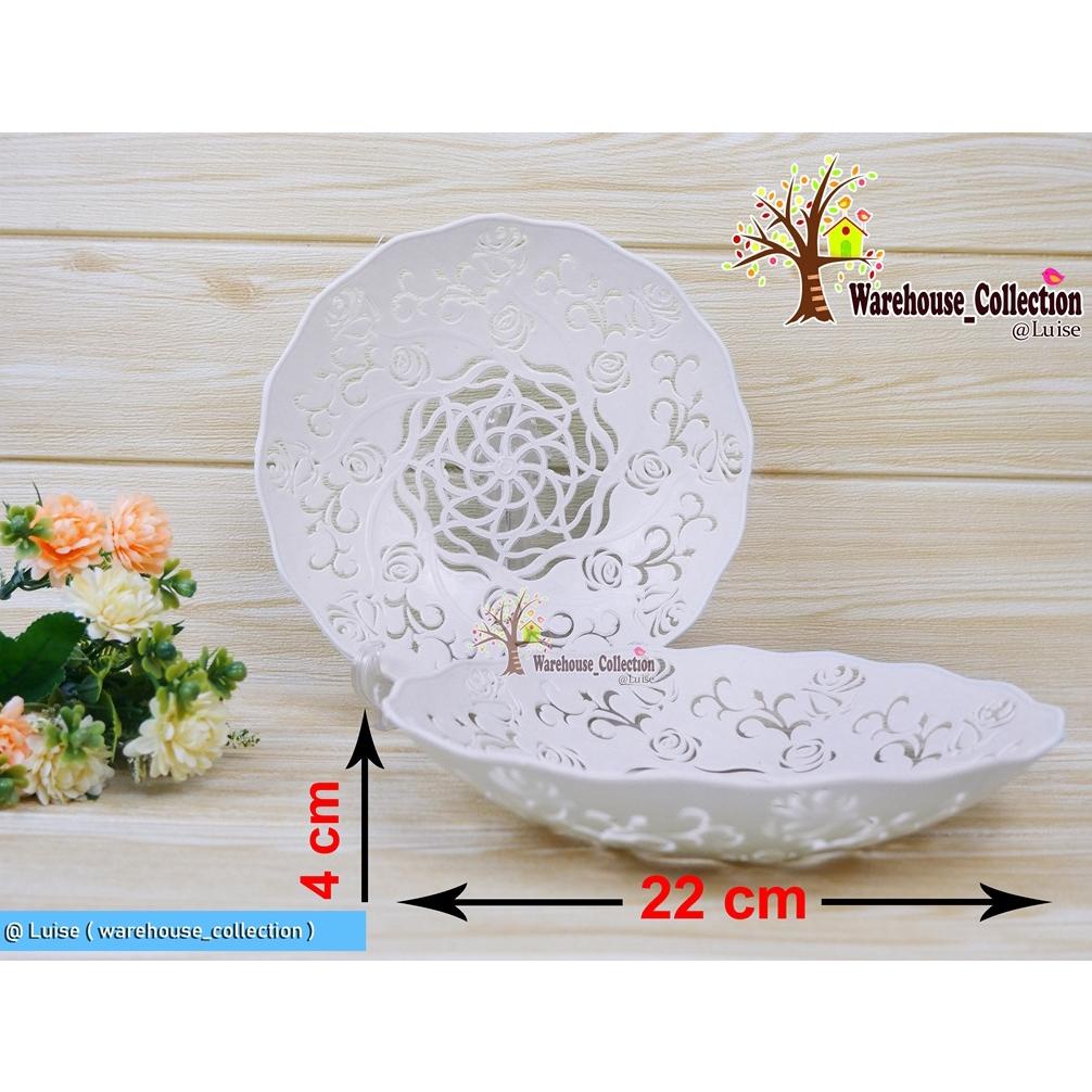 Piring Rotan Bunga / Piring Plastik Bunga Putih / Piring Plastik Murah / Piring Cantik Bunga