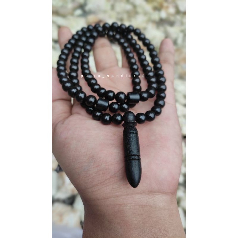 Kalung tasbih kayu kelor hitam /tasbih kelor hitam/kalung pria