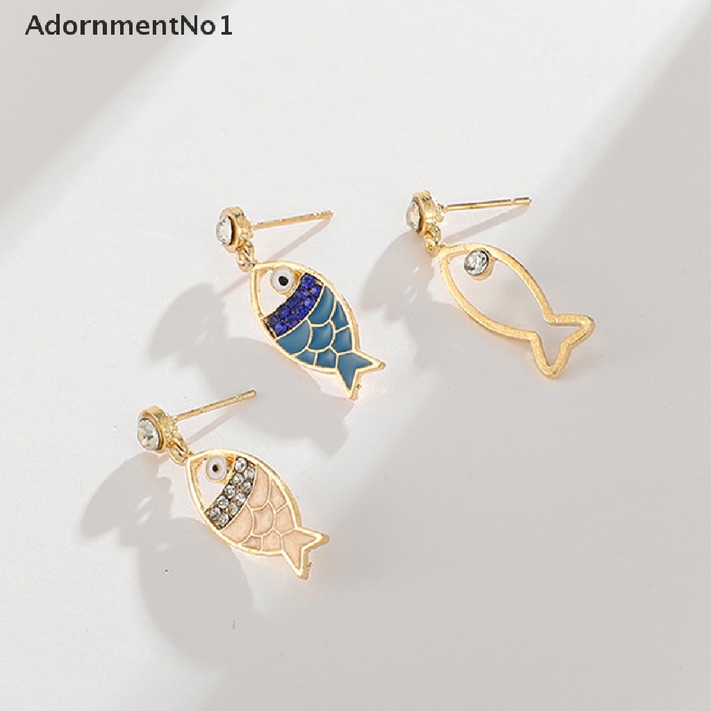 (AdornmentNo1) 3pcs / Set Anting Tusuk Gantung Desain Ikan Laut Hias Kristal Gaya Bohemian Untuk Wanita