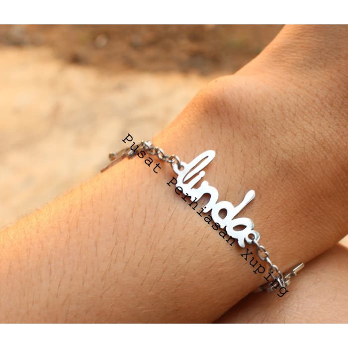 Gelang Nama Monel / perhiasan nama monel