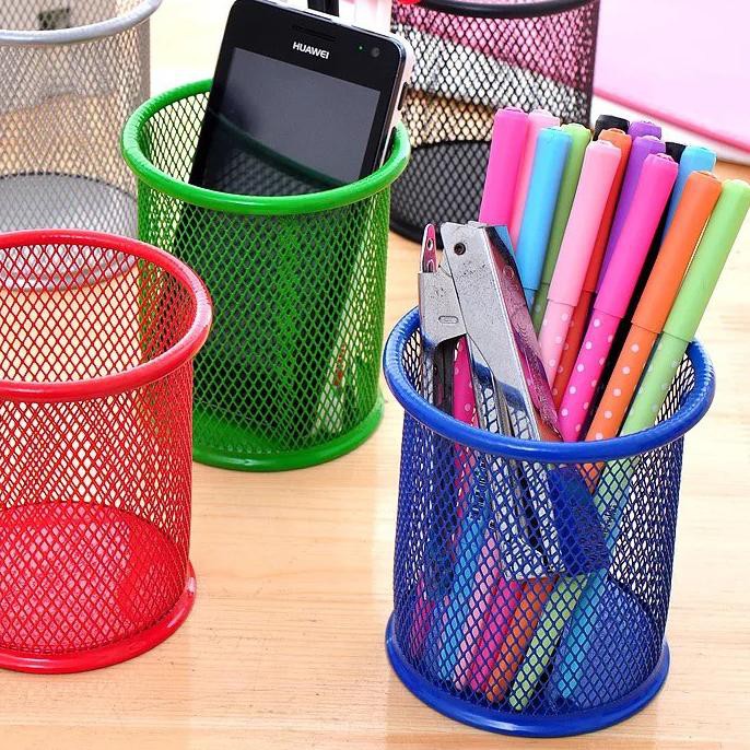 

*Terlaris ☛ TK ☚ Basket Tempat Pena Bulat Persegi Alat Tulis Pensil Memo Holder Meja Pen Ballpoint M