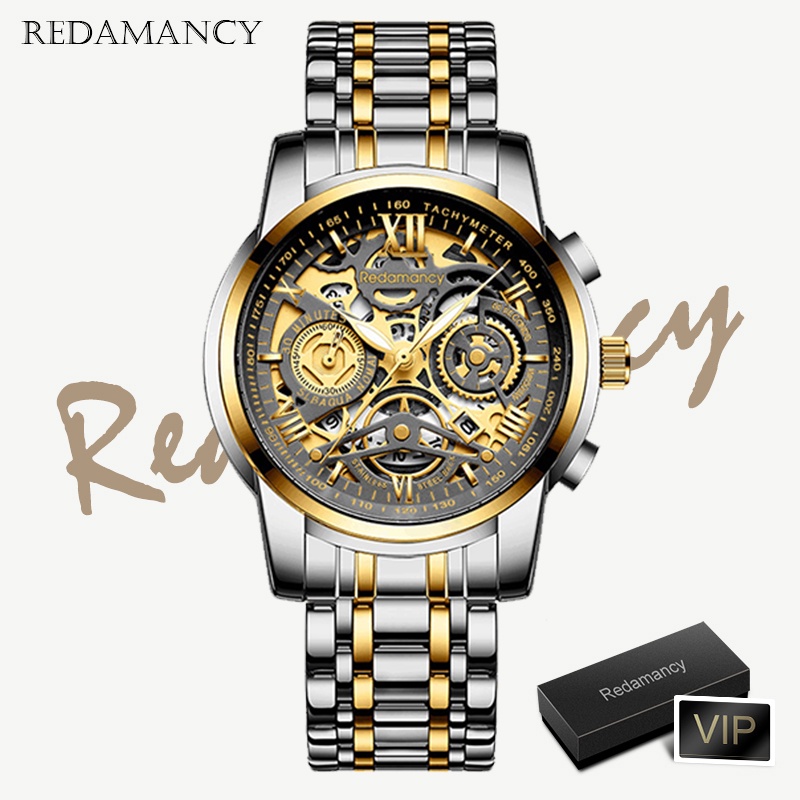 Redamancy Original Jam Tangan Pria Luxury Arloji tahan airStainless Steel Watch Jam tangan bercahaya