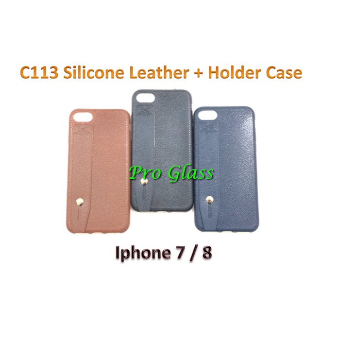 C113 Iphone 7 / 8 / 7+ / 8+ Silicone Leather Premium Case + Holder