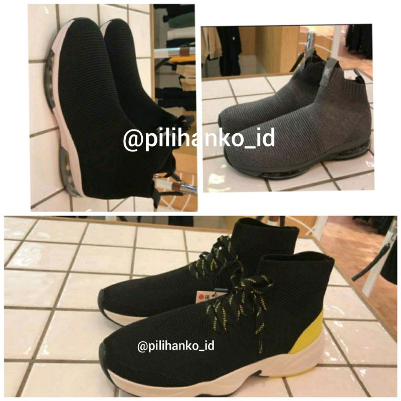 P&B Black Trainers Sepatu Sneakers Pull and Bear Original STWD