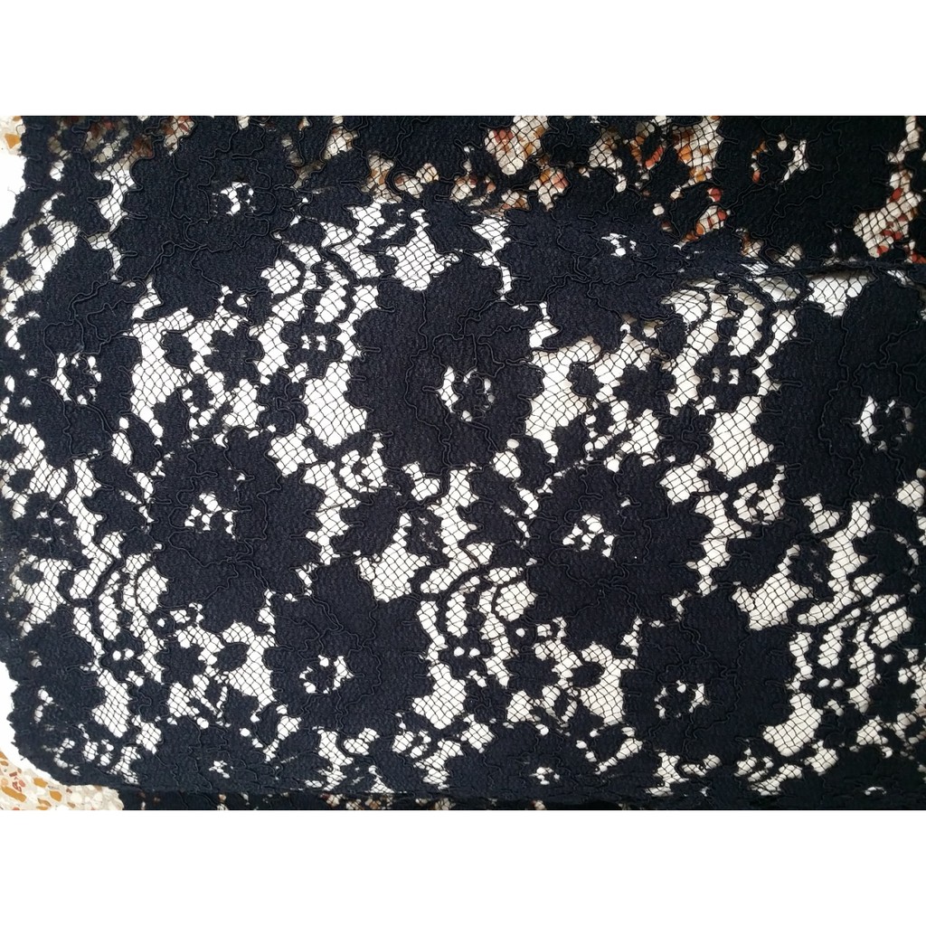 Best SELLER Grosir Brokat Bahan Baju Pengantin Baju Kebaya Kain Brokat Bunga Katun Hitam