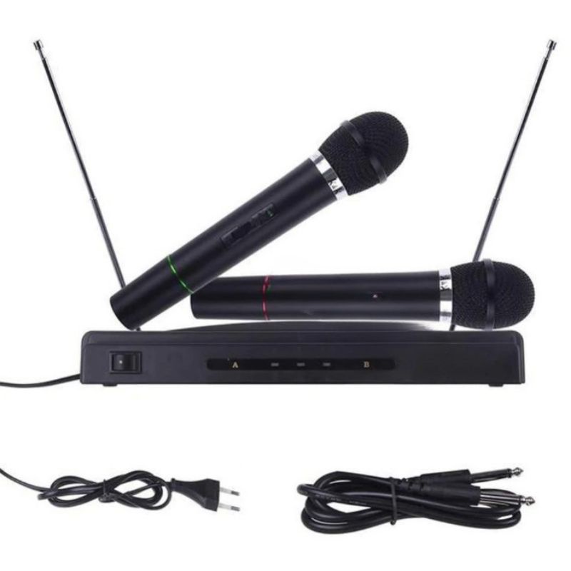 MIC WIRELESS VOKAL KARAOKE DUA MICROPHONE ORIGINAL MIC TANPA KABEL MICROPHONE WIRELESS