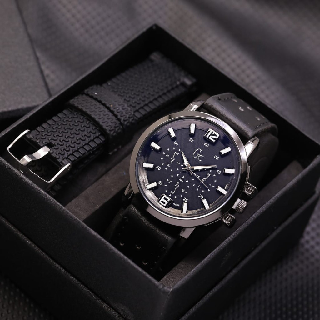 JAM TANGAN PRIA GC KULIT CRONO OFF FREE TALI RUBBER