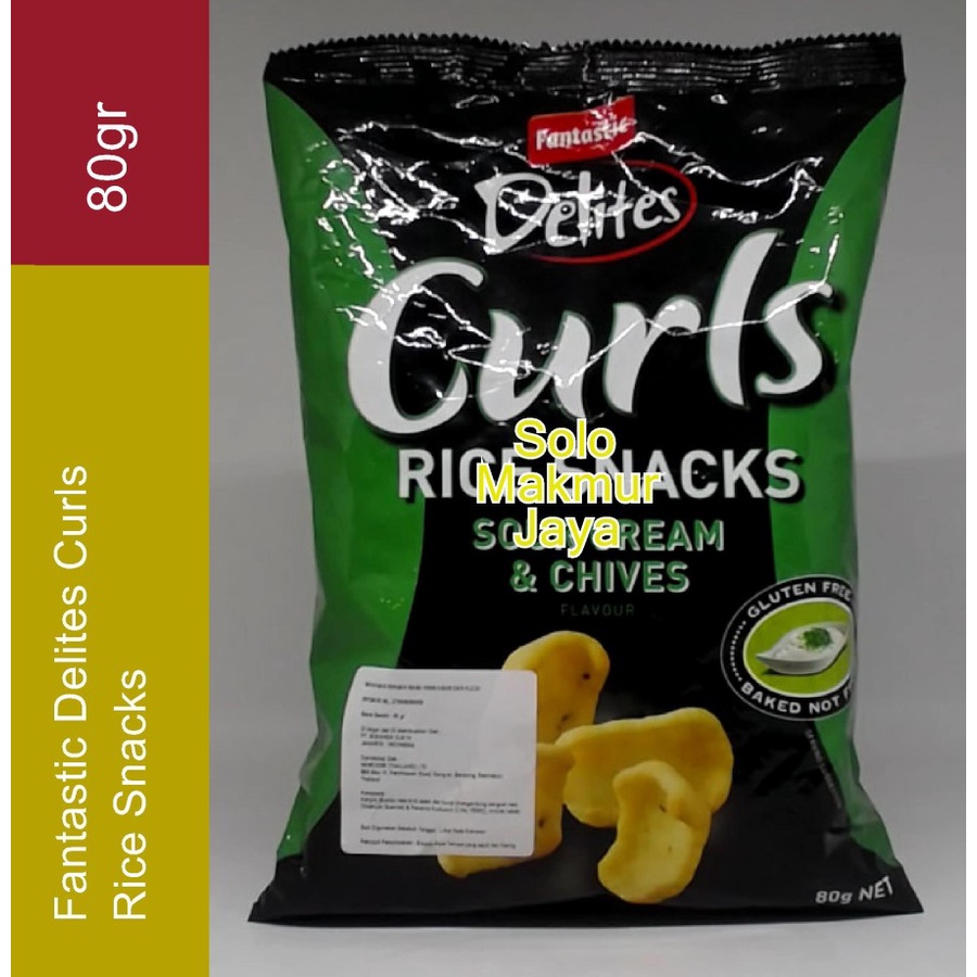 Fantastic Delites Curls Sour Cream and Chives Rice Snack 80gr / Camilan Instan